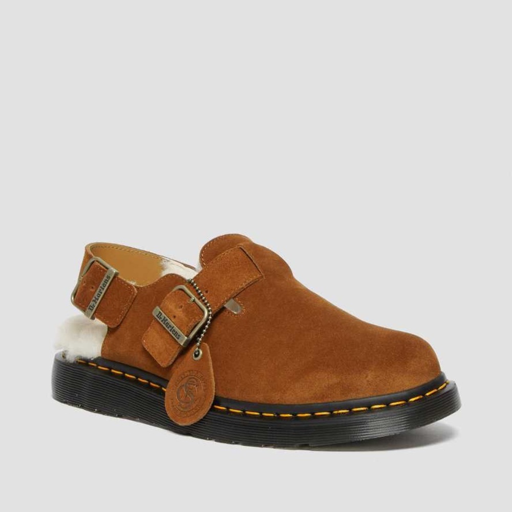 Dr Doc Martens Suede Shearling Jorge Brown Mules 7